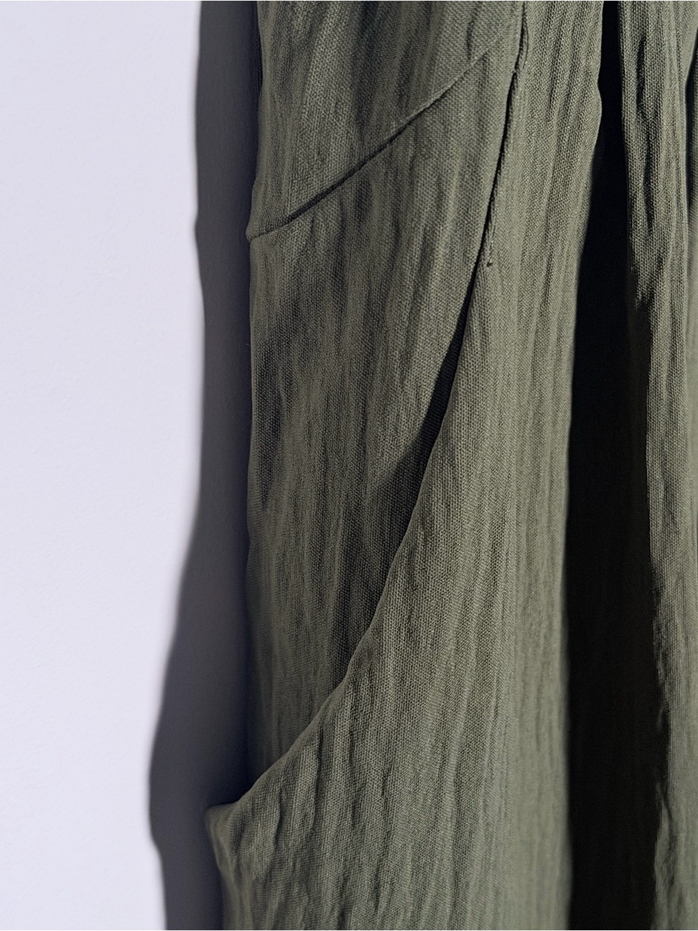 Olive Green Maxi Overall Dress with Button-Strap Detail - Picture 7 of 10